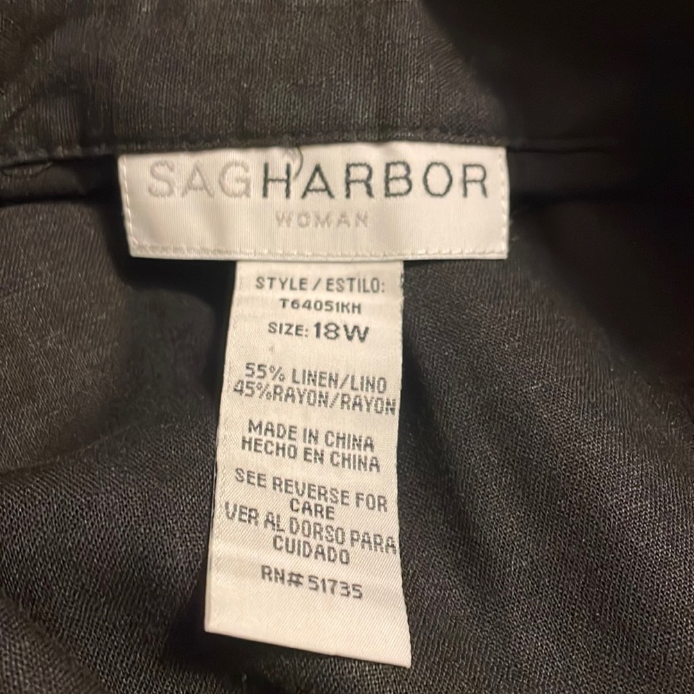 Sag Harbor Black linen long sleeve button down shirt - Picture 6 of 6